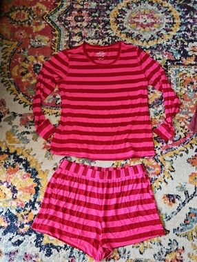 Torrid Womens Pink and Red Striped Pajama Set Size 14 NWOT